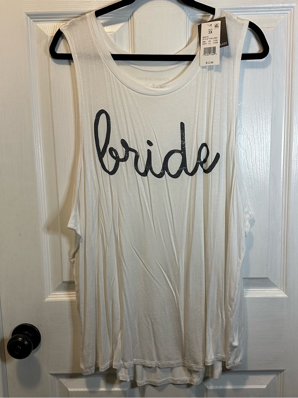 Grayson Threads Cream Tank “Bride” Subtle Gray Graphic Women’s Plus Size 3X